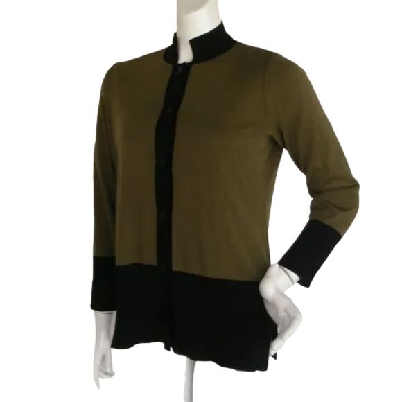 2pc EXCLUSIVELY MISOOK Sweater Set, XS, Green/Black, Acrylic, Top & Cardigan - Picture 5 of 15